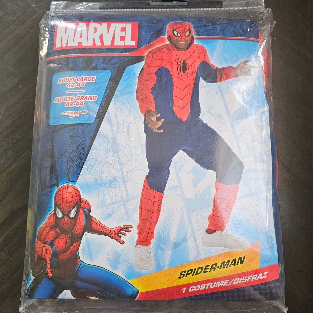 New Marvel Spider-Man Complete Costume Adult Large‎ 42-44 Hoodie Joggers Cosplay